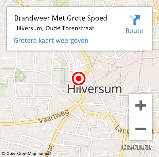 Locatie op kaart van de 112 melding: Brandweer Met Grote Spoed Naar Hilversum, Oude Torenstraat op 13 juli 2016 12:10