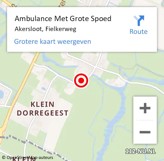 Locatie op kaart van de 112 melding: Ambulance Met Grote Spoed Naar Akersloot, Fielkerweg op 13 juli 2016 12:34