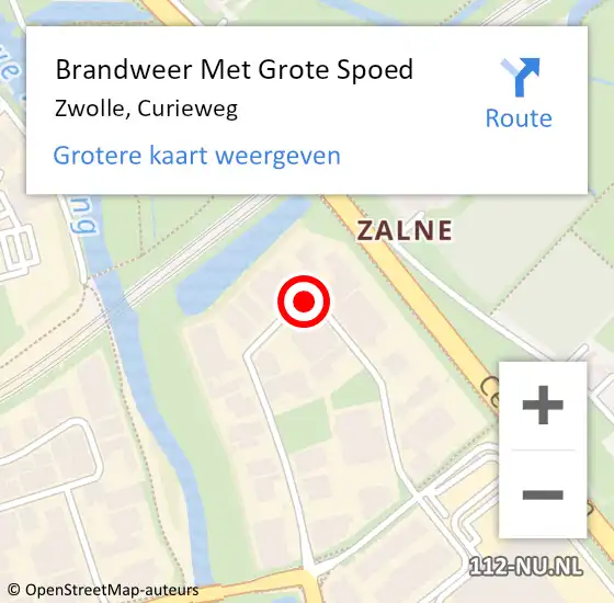 Locatie op kaart van de 112 melding: Brandweer Met Grote Spoed Naar Zwolle, Curieweg op 13 juli 2016 12:46