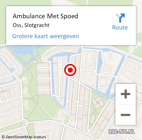 Locatie op kaart van de 112 melding: Ambulance Met Spoed Naar Oss, Slotgracht op 13 juli 2016 13:03