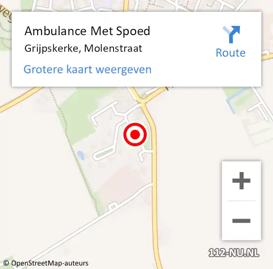 Locatie op kaart van de 112 melding: Ambulance Met Spoed Naar Grijpskerke, Molenstraat op 13 juli 2016 14:38