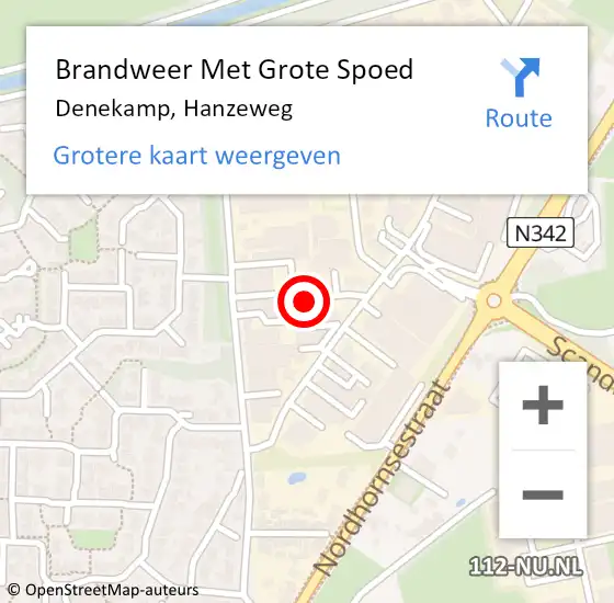 Locatie op kaart van de 112 melding: Brandweer Met Grote Spoed Naar Denekamp, Hanzeweg op 13 juli 2016 15:58