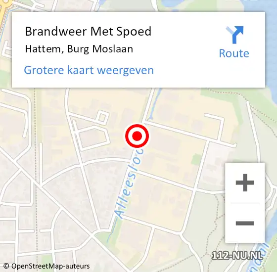 Locatie op kaart van de 112 melding: Brandweer Met Spoed Naar Hattem, Burg Moslaan op 13 juli 2016 16:57