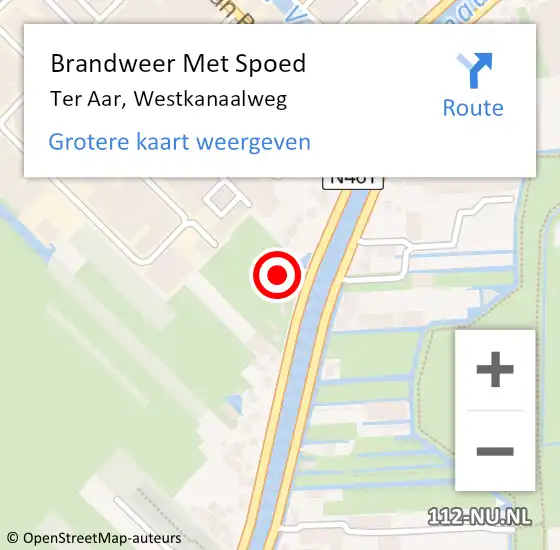 Locatie op kaart van de 112 melding: Brandweer Met Spoed Naar Ter Aar, Westkanaalweg op 13 juli 2016 17:31