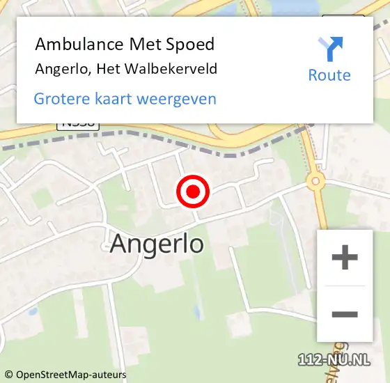 Locatie op kaart van de 112 melding: Ambulance Met Spoed Naar Angerlo, Het Walbekerveld op 13 juli 2016 17:32