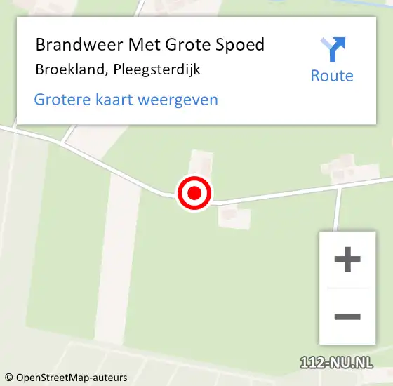 Locatie op kaart van de 112 melding: Brandweer Met Grote Spoed Naar Broekland, Pleegsterdijk op 13 juli 2016 18:00