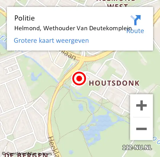 Locatie op kaart van de 112 melding: Politie Helmond, Wethouder Van Deutekomplein op 13 juli 2016 18:59