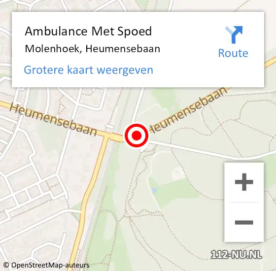 Locatie op kaart van de 112 melding: Ambulance Met Spoed Naar Molenhoek, Heumensebaan op 13 juli 2016 19:10