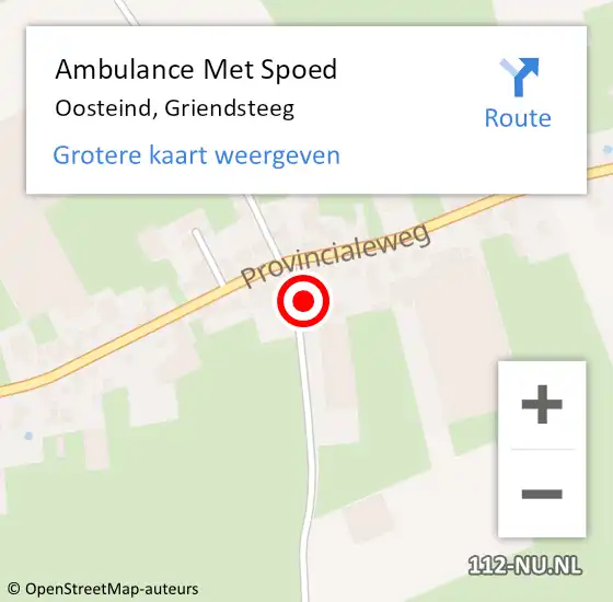 Locatie op kaart van de 112 melding: Ambulance Met Spoed Naar Oosteind, Griendsteeg op 13 juli 2016 19:32