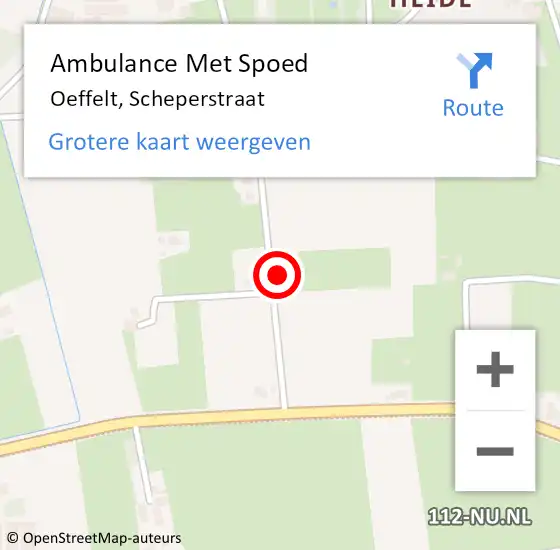 Locatie op kaart van de 112 melding: Ambulance Met Spoed Naar Oeffelt, Scheperstraat op 13 juli 2016 19:32