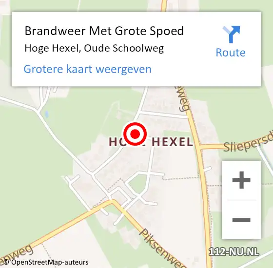 Locatie op kaart van de 112 melding: Brandweer Met Grote Spoed Naar Hoge Hexel, Oude Schoolweg op 13 juli 2016 19:38