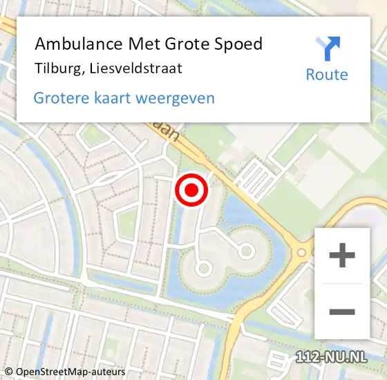 Locatie op kaart van de 112 melding: Ambulance Met Grote Spoed Naar Tilburg, Liesveldstraat op 13 juli 2016 23:33