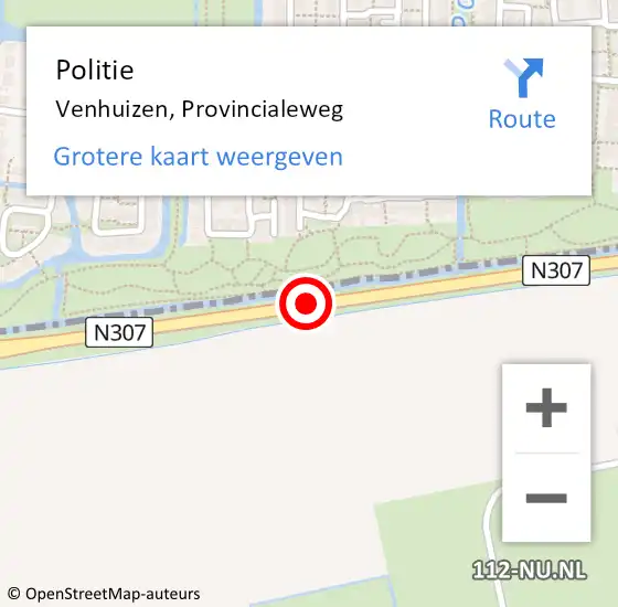 Locatie op kaart van de 112 melding: Politie Venhuizen, Provincialeweg op 13 juli 2016 23:55