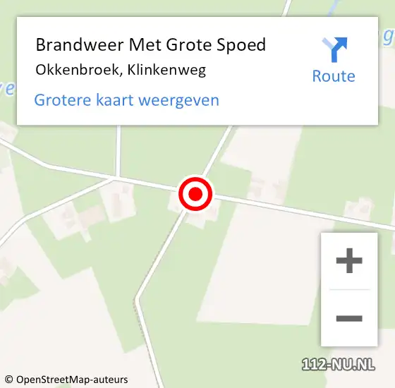 Locatie op kaart van de 112 melding: Brandweer Met Grote Spoed Naar Okkenbroek, Klinkenweg op 14 juli 2016 00:38