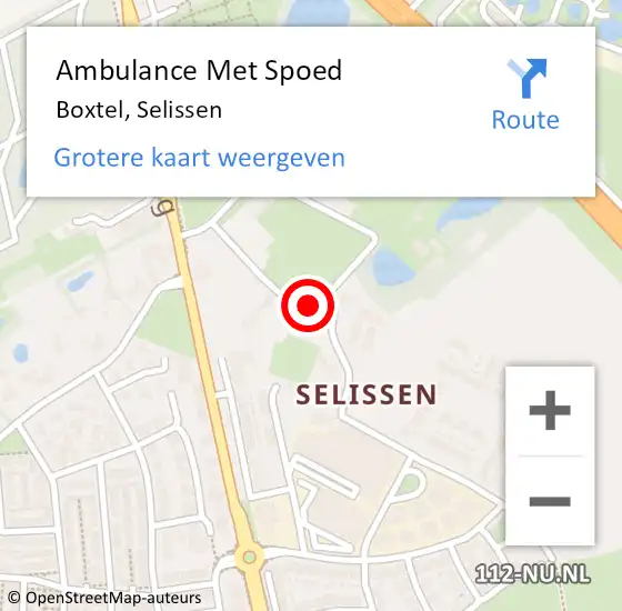 Locatie op kaart van de 112 melding: Ambulance Met Spoed Naar Boxtel, Selissen op 14 juli 2016 01:39