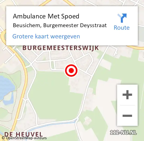 Locatie op kaart van de 112 melding: Ambulance Met Spoed Naar Beusichem, Burgemeester Deysstraat op 14 juli 2016 01:41