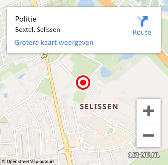 Locatie op kaart van de 112 melding: Politie Boxtel, Selissen op 14 juli 2016 01:43