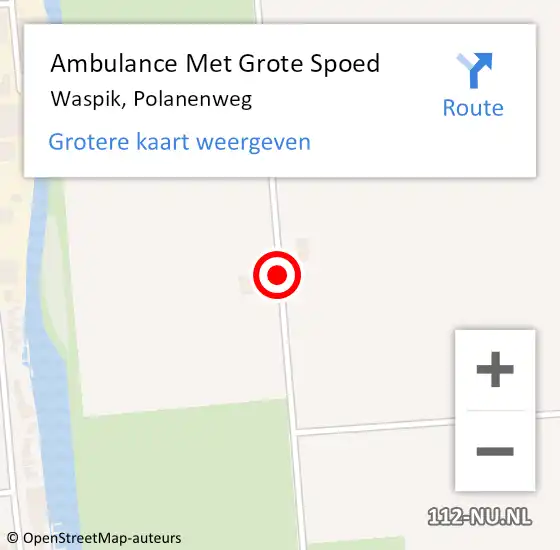 Locatie op kaart van de 112 melding: Ambulance Met Grote Spoed Naar Waspik, Polanenweg op 14 juli 2016 02:45