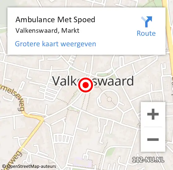Locatie op kaart van de 112 melding: Ambulance Met Spoed Naar Valkenswaard, Markt op 14 juli 2016 04:14