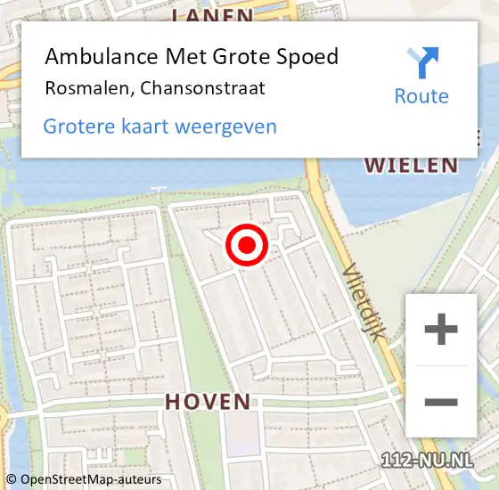 Locatie op kaart van de 112 melding: Ambulance Met Grote Spoed Naar Rosmalen, Chansonstraat op 14 juli 2016 06:37