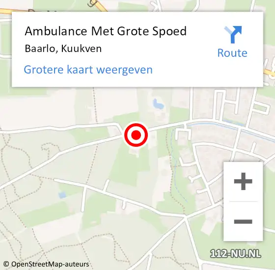 Locatie op kaart van de 112 melding: Ambulance Met Grote Spoed Naar Baarlo, Kuukven op 14 juli 2016 06:56
