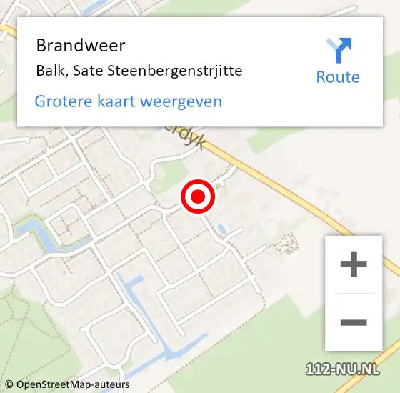 Locatie op kaart van de 112 melding: Brandweer Balk, Sate Steenbergenstrjitte op 14 juli 2016 07:37