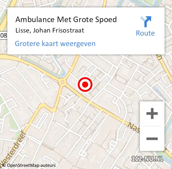 Locatie op kaart van de 112 melding: Ambulance Met Grote Spoed Naar Lisse, Johan Frisostraat op 14 juli 2016 09:58
