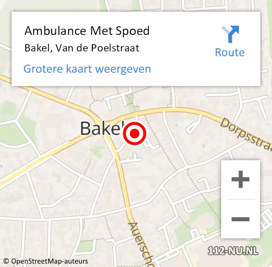 Locatie op kaart van de 112 melding: Ambulance Met Spoed Naar Bakel, Van de Poelstraat op 14 juli 2016 10:25