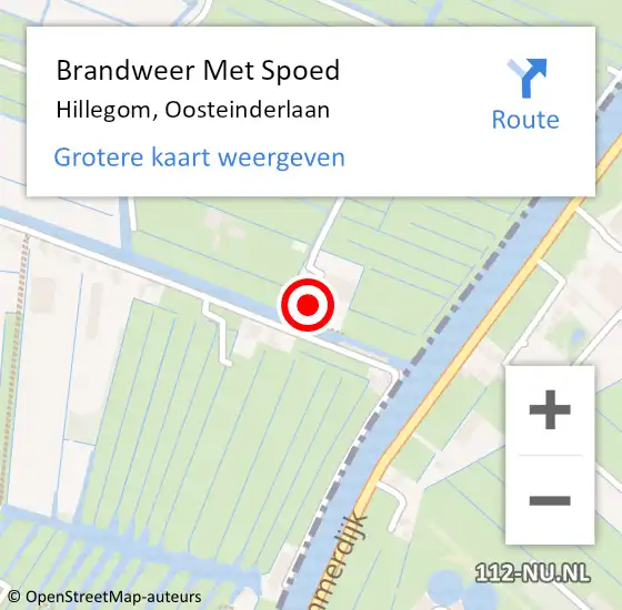 Locatie op kaart van de 112 melding: Brandweer Met Spoed Naar Hillegom, Oosteinderlaan op 14 juli 2016 10:42