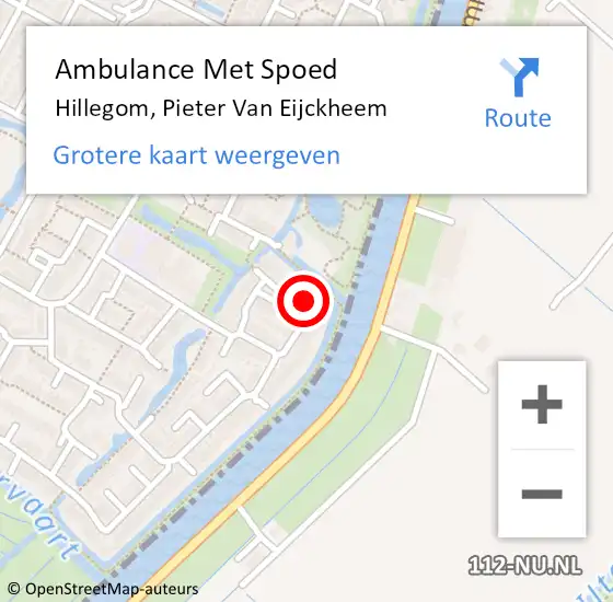 Locatie op kaart van de 112 melding: Ambulance Met Spoed Naar Hillegom, Pieter Van Eijckheem op 16 september 2013 18:29