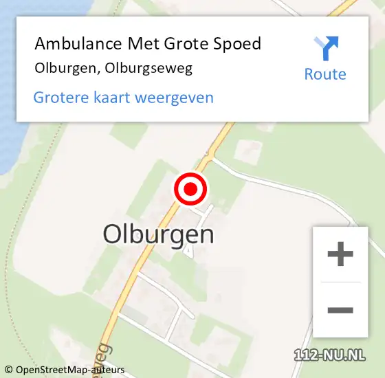 Locatie op kaart van de 112 melding: Ambulance Met Grote Spoed Naar Olburgen, Olburgseweg op 14 juli 2016 11:43