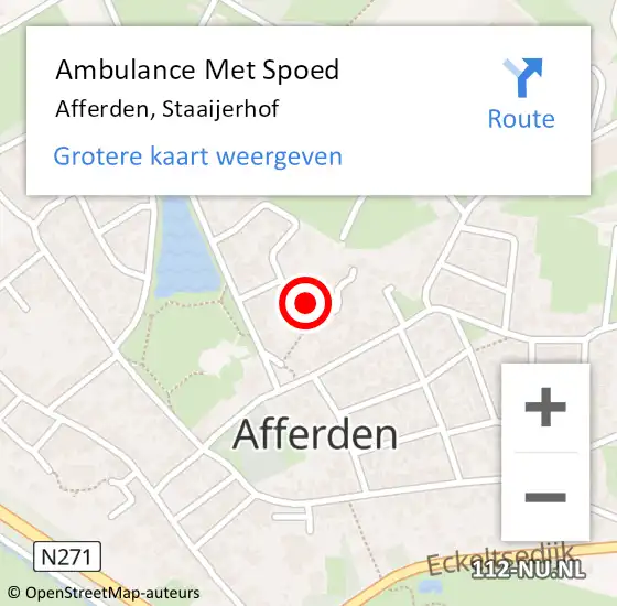Locatie op kaart van de 112 melding: Ambulance Met Spoed Naar Afferden, Staaijerhof op 14 juli 2016 12:36