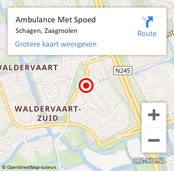Locatie op kaart van de 112 melding: Ambulance Met Spoed Naar Schagen, Zaagmolen op 14 juli 2016 12:45