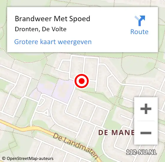 Locatie op kaart van de 112 melding: Brandweer Met Spoed Naar Dronten, De Volte op 14 juli 2016 12:56