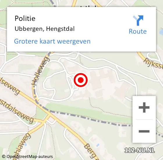 Locatie op kaart van de 112 melding: Politie Ubbergen, Hengstdal op 14 juli 2016 13:19