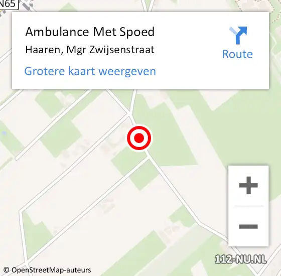 Locatie op kaart van de 112 melding: Ambulance Met Spoed Naar Haaren, Mgr Zwijsenstraat op 14 juli 2016 13:49