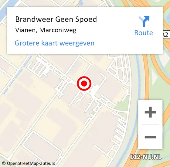 Locatie op kaart van de 112 melding: Brandweer Geen Spoed Naar Vianen, Marconiweg op 14 juli 2016 13:53