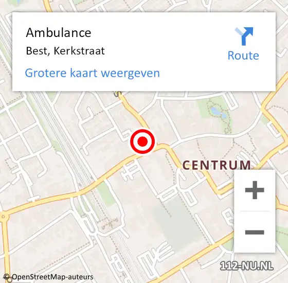 Locatie op kaart van de 112 melding: Ambulance Best, Kerkstraat op 14 juli 2016 13:55