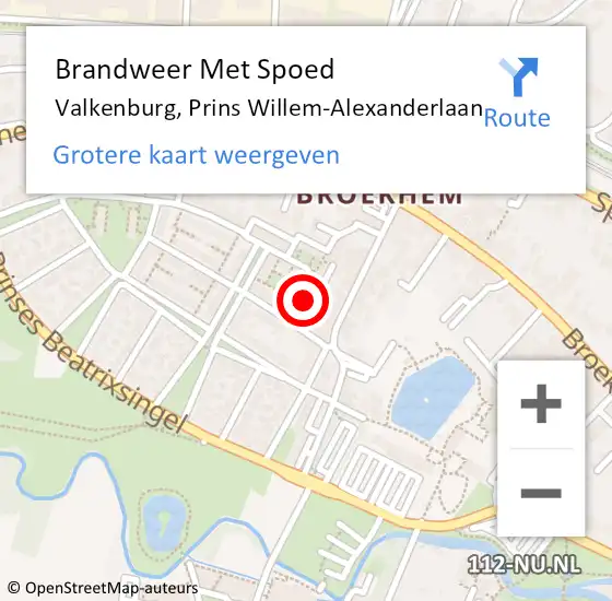 Locatie op kaart van de 112 melding: Brandweer Met Spoed Naar Valkenburg, Prins Willem-Alexanderlaan op 14 juli 2016 14:50