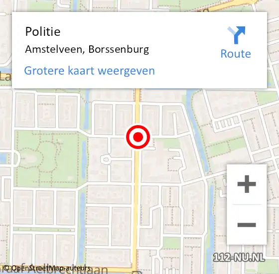 Locatie op kaart van de 112 melding: Politie Amstelveen, Borssenburg op 21 december 2013 06:16