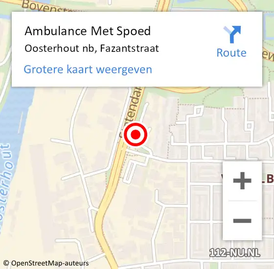 Locatie op kaart van de 112 melding: Ambulance Met Spoed Naar Oosterhout nb, Fazantstraat op 14 juli 2016 15:49