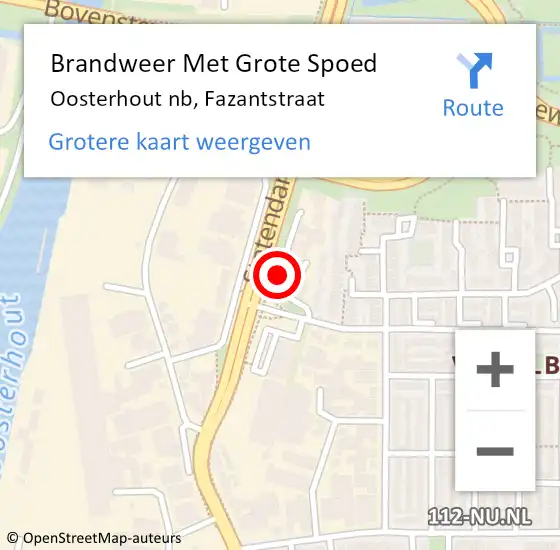 Locatie op kaart van de 112 melding: Brandweer Met Grote Spoed Naar Oosterhout nb, Fazantstraat op 14 juli 2016 15:51