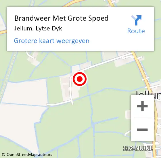 Locatie op kaart van de 112 melding: Brandweer Met Grote Spoed Naar Jellum, Lytse Dyk op 14 juli 2016 16:32