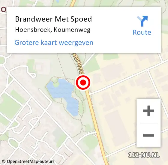 Locatie op kaart van de 112 melding: Brandweer Met Spoed Naar Hoensbroek, Koumenweg op 14 juli 2016 16:51