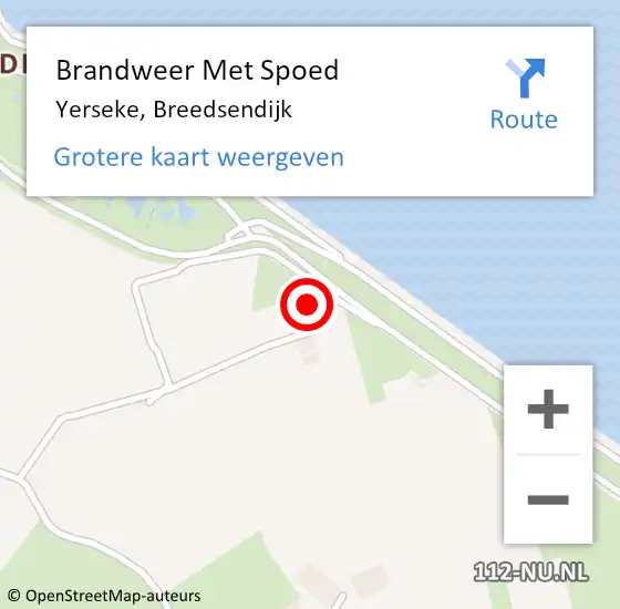 Locatie op kaart van de 112 melding: Brandweer Met Spoed Naar Yerseke, Breedsendijk op 14 juli 2016 17:12