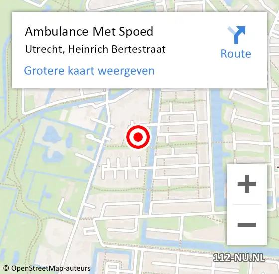 Locatie op kaart van de 112 melding: Ambulance Met Spoed Naar Utrecht, Heinrich Bertestraat op 14 juli 2016 17:19