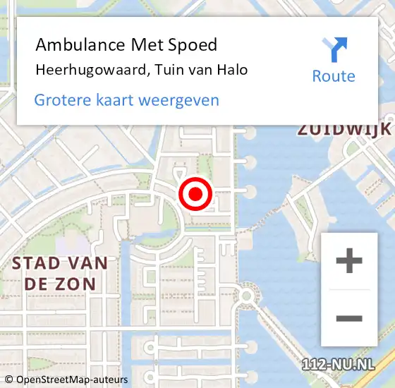 Locatie op kaart van de 112 melding: Ambulance Met Spoed Naar Heerhugowaard, Tuin van Halo op 14 juli 2016 18:12