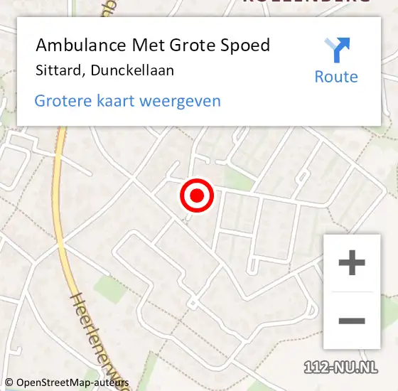 Locatie op kaart van de 112 melding: Ambulance Met Grote Spoed Naar Sittard, Dunckellaan op 21 december 2013 07:38