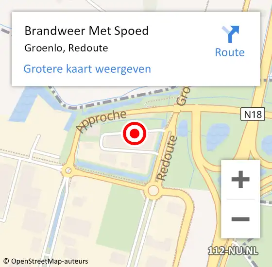 Locatie op kaart van de 112 melding: Brandweer Met Spoed Naar Groenlo, Redoute op 16 september 2013 18:34