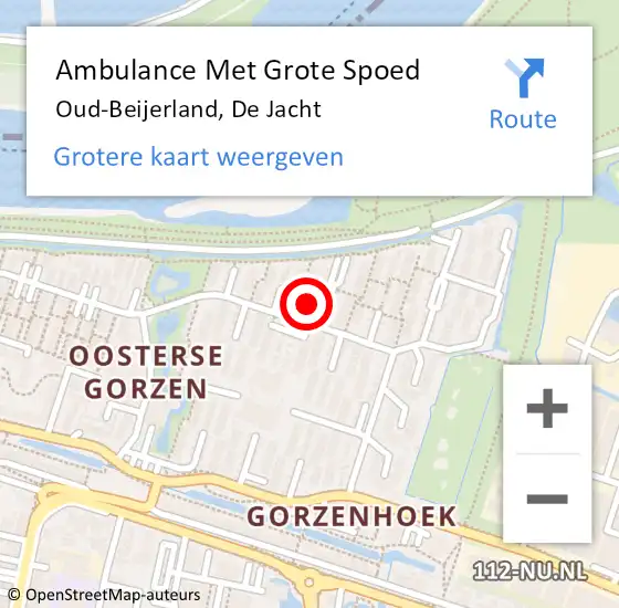 Locatie op kaart van de 112 melding: Ambulance Met Grote Spoed Naar Oud-Beijerland, De Jacht op 14 juli 2016 19:16